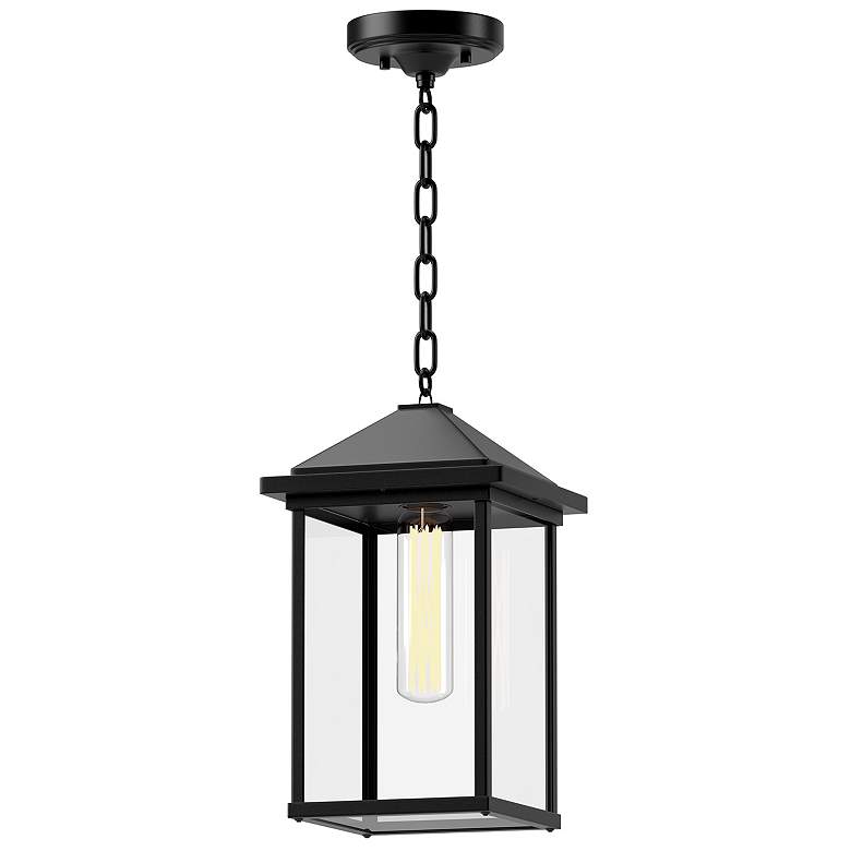 Image 1 Larchmont 7-in 1 Light Clear Glass/Black Outdoor Pendant 60W Alora Mood