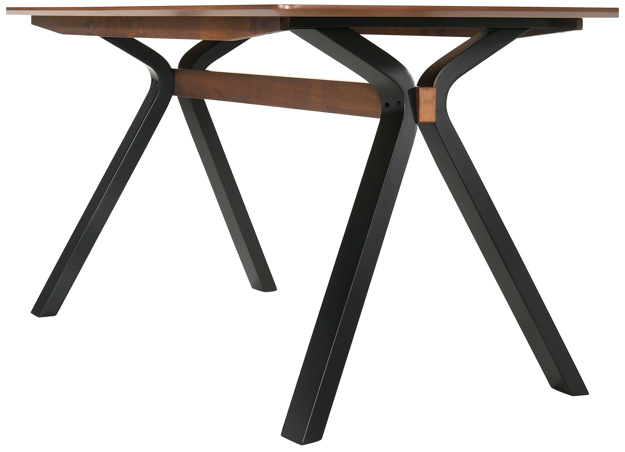 Image 4 Laredo 63 in. Mid-Century Modern Dining Table in Walnut Wood and Black Legs more views