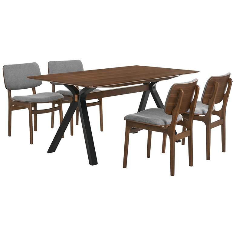 Image 1 Laredo and Lima 5 Pc Rectangular Dining Set in Black Walnut, Rubberwood