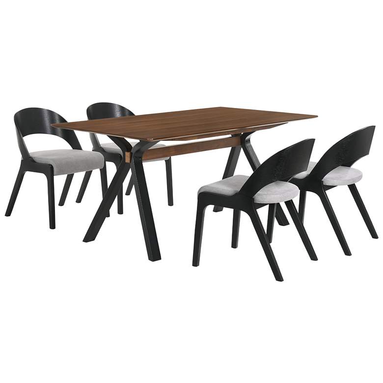 Image 1 Laredo and Polly 5 Pc Rectangular Dining Set in Black Walnut, Rubberwood