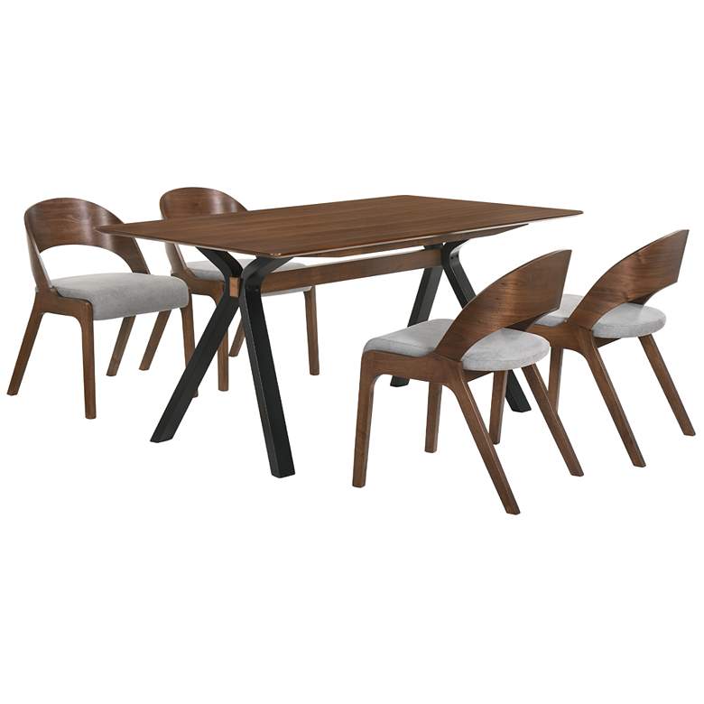 Image 1 Laredo and Polly 5 Pc Rectangular Dining Set in Black Walnut, Rubberwood