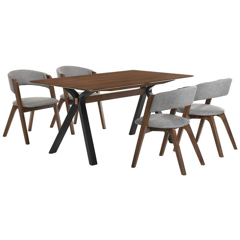 Image 1 Laredo and Rowan 5 Pc Rectangular Dining Set in Black Walnut, Rubberwood