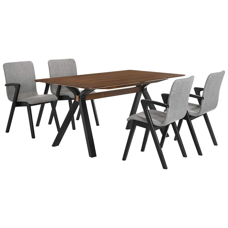 Image 1 Laredo and Varde 5 Pc Rectangular Dining Set in Black Walnut, Rubberwood