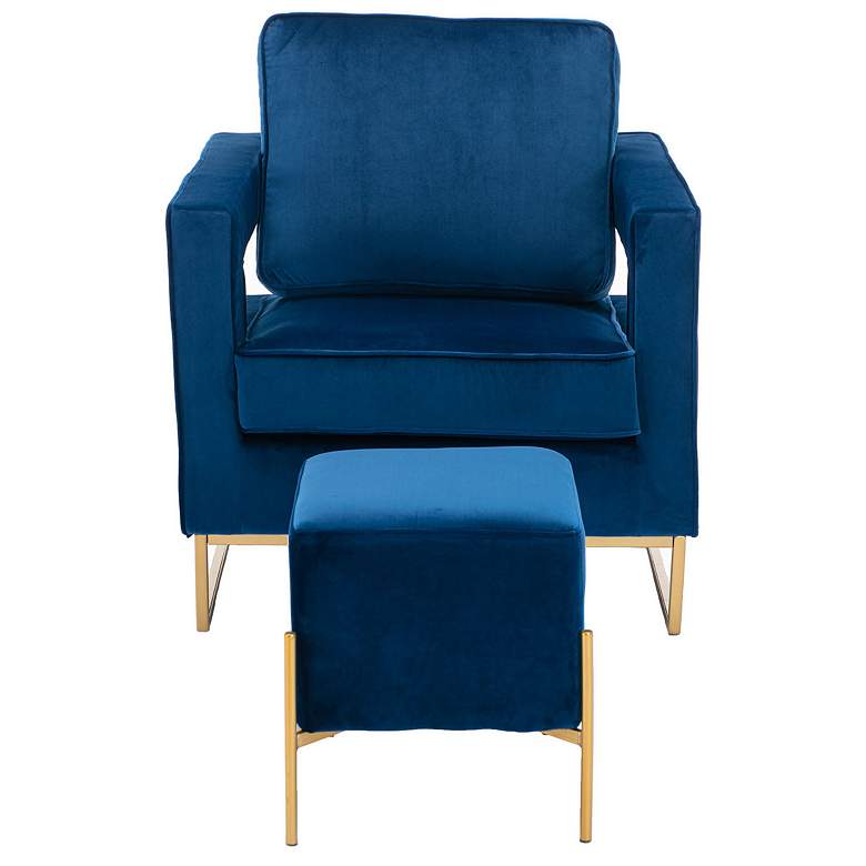 Image 1 Larenta Navy Blue Upholstered Chair and Footrest