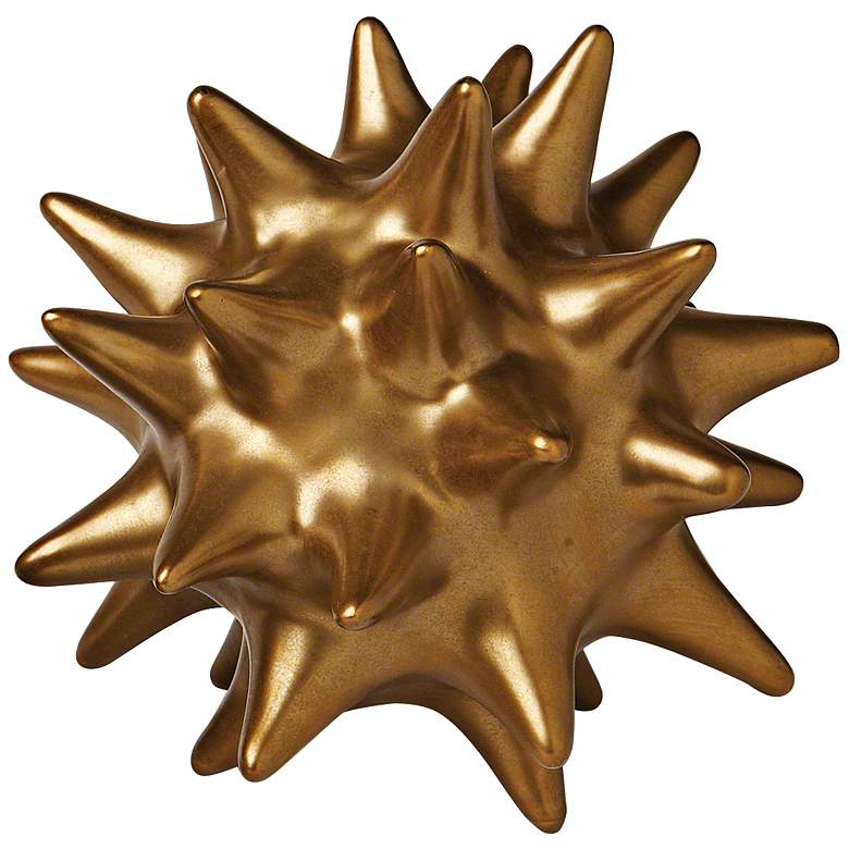 Image 3 Large Antique Gold 6" High Ceramic Urchin Sculpture