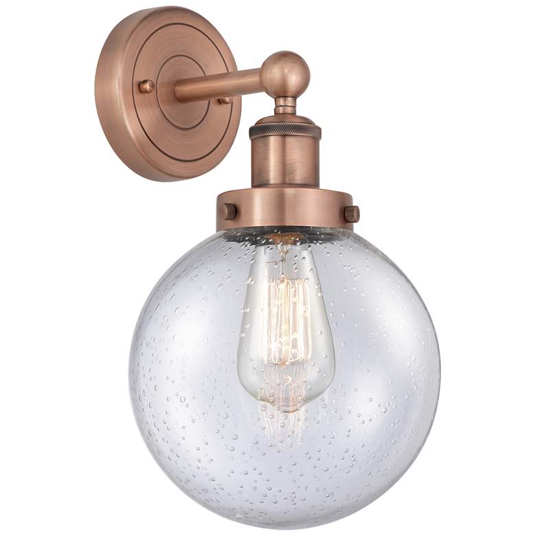 Image 1 Large Beacon 10"High Antique Copper Sconce With Seedy Shade