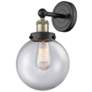 1_Large Beacon 10"High Black Antique Brass Sconce With Clear Shade