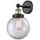 Large Beacon 10"High Black Antique Brass Sconce With Clear Shade