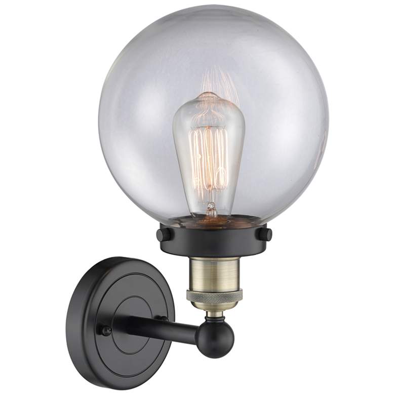 Image 2 Large Beacon 10"High Black Antique Brass Sconce With Clear Shade more views