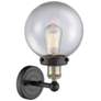 2_Large Beacon 10"High Black Antique Brass Sconce With Clear Shade more views