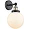 Large Beacon 10"High Black Antique Brass Sconce With Matte White Shade