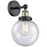 Large Beacon 10"High Black Antique Brass Sconce With Seedy Shade