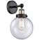 Large Beacon 10"High Black Antique Brass Sconce With Seedy Shade