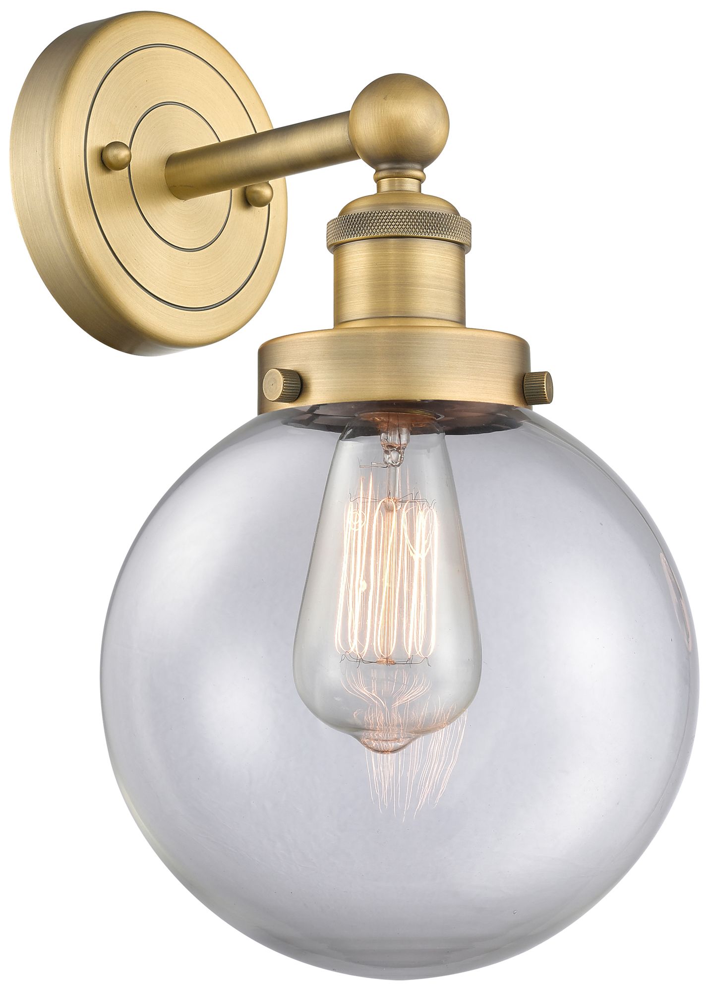 Large Beacon 10"High Brushed Brass Sconce With Clear Shade