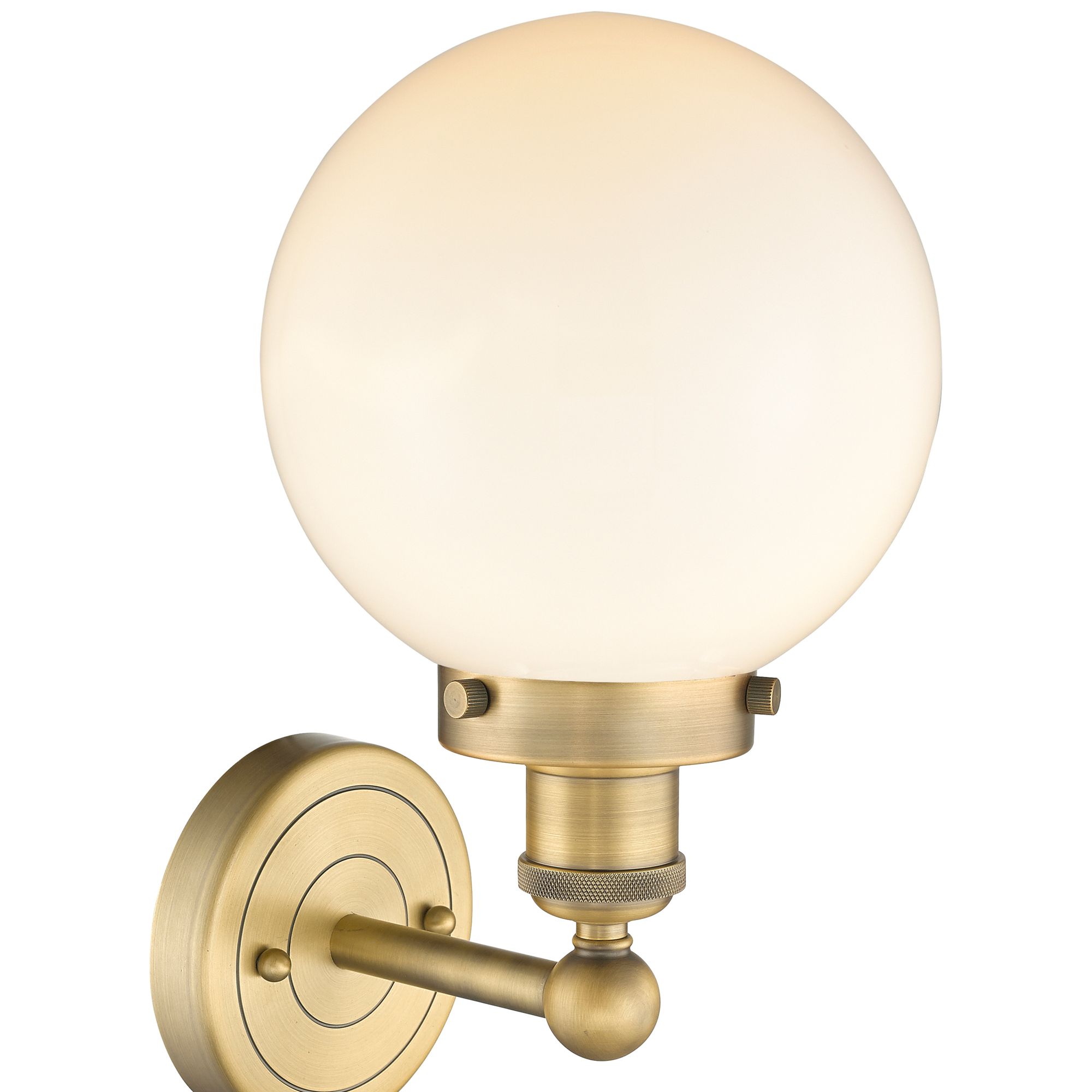 Image 2 Large Beacon 10"High Brushed Brass Sconce With Matte White Shade more views