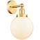 Large Beacon 10"High Satin Gold Sconce With Matte White Shade