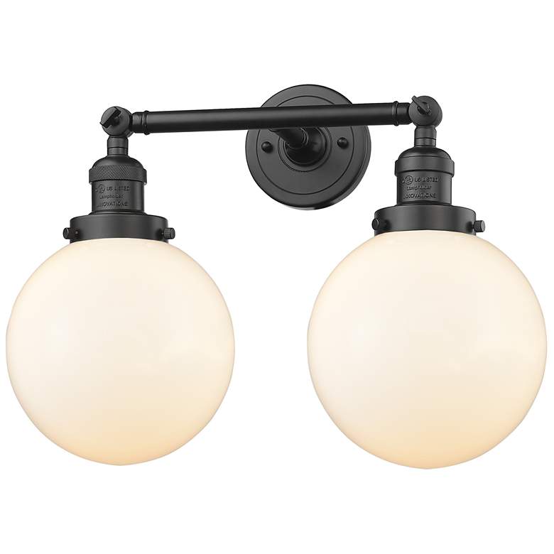 Image 1 Large Beacon 19" 2-Light Oil Rubbed Bronze Bath Light w/ Matte White S