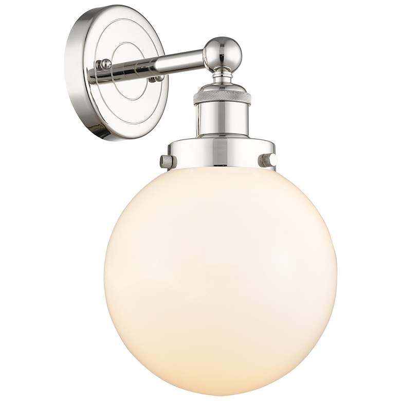 Image 1 Large Beacon 2.25" High Polished Nickel Sconce w/ Matte White Shade