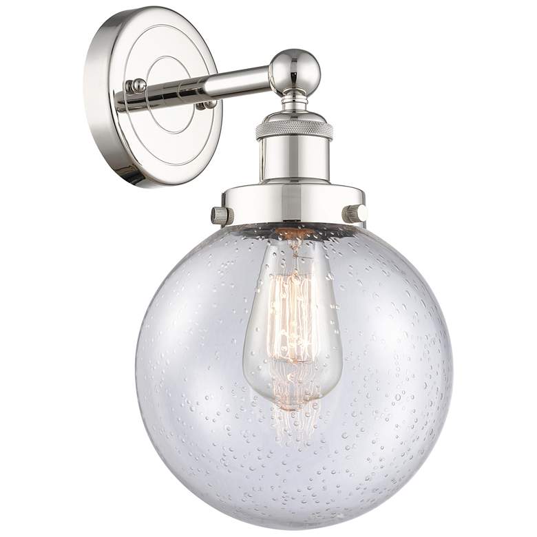 Image 1 Large Beacon 2.25" High Polished Nickel Sconce With Seedy Shade