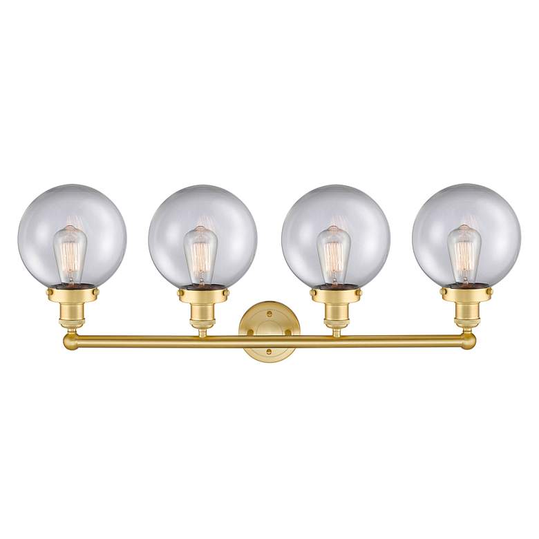 Image 2 Large Beacon 33.5" Wide 4 Light Satin Gold Bath Vanity Light w/ Clear more views