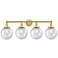 Large Beacon 33.5" Wide 4 Light Satin Gold Bath Vanity Light w/ Seedy