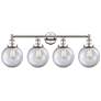 Large Beacon 33.5"W 4 Light Polished Nickel Bath Light With Clear Shad