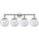 Large Beacon 33.5"W 4 Light Polished Nickel Bath Light With Seedy Shad