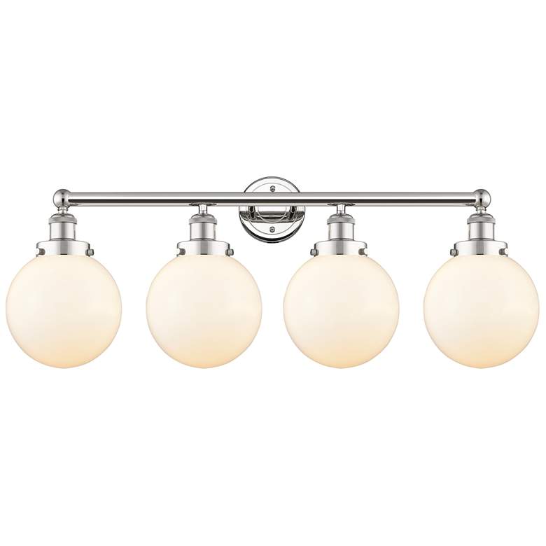 Image 1 Large Beacon 33.5"W 4 Light Polished Nickel Bath Light With White Shad