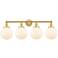 Large Beacon 33.5"W 4 Light Satin Gold Bath Light w/ Matte White Shade