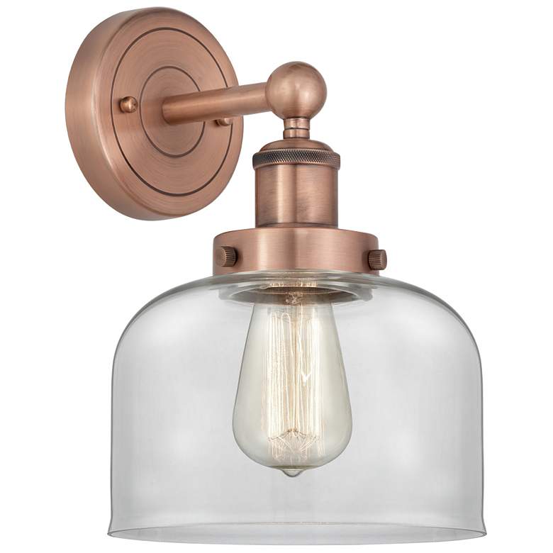 Image 1 Large Bell 10"High Antique Copper Sconce With Clear Shade