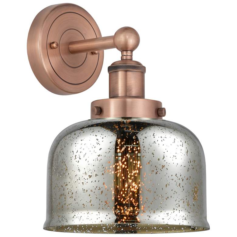 Image 1 Large Bell 10"High Antique Copper Sconce With Mercury Shade