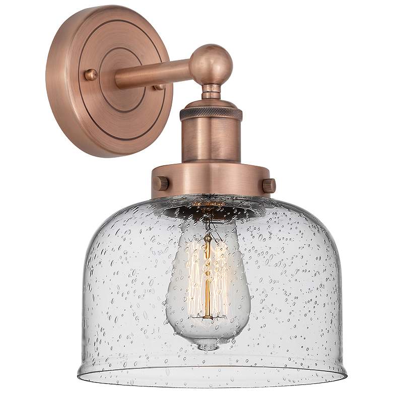 Image 1 Large Bell 10"High Antique Copper Sconce With Seedy Shade