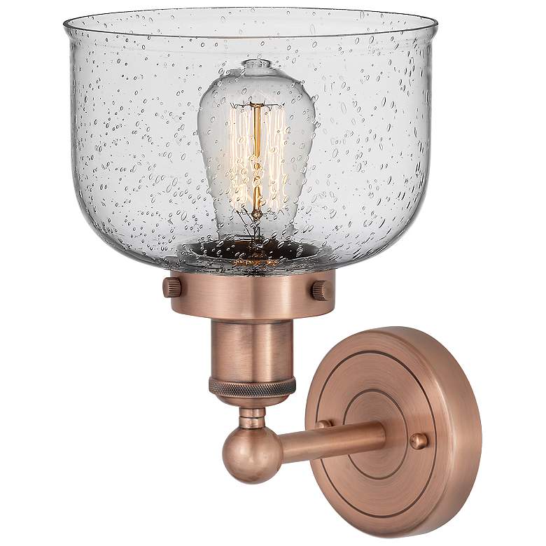 Image 2 Large Bell 10"High Antique Copper Sconce With Seedy Shade more views