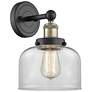 Large Bell 10"High Black Antique Brass Sconce With Clear Shade
