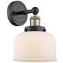 Large Bell 10"High Black Antique Brass Sconce With Matte White Shade