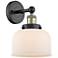 Large Bell 10"High Black Antique Brass Sconce With Matte White Shade