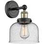 Large Bell 10"High Black Antique Brass Sconce With Seedy Shade