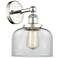 Large Bell 10"High Polished Nickel Sconce With Clear Shade