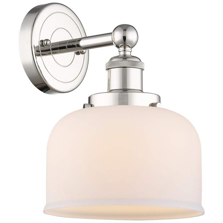 Image 1 Large Bell 10 inchHigh Polished Nickel Sconce With Matte White Shade
