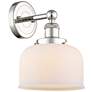 Large Bell 10"High Polished Nickel Sconce With Matte White Shade