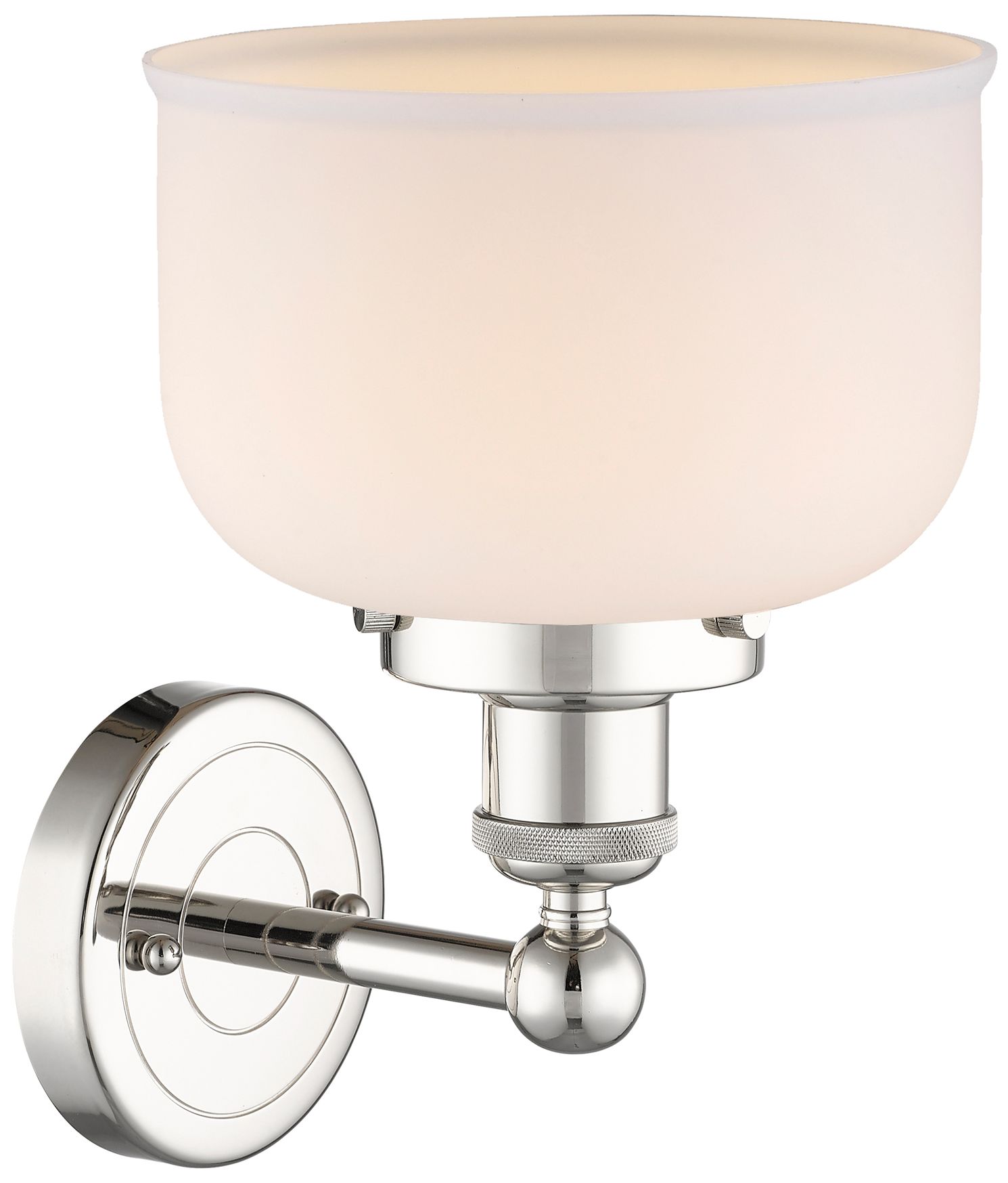 Image 2 Large Bell 10"High Polished Nickel Sconce With Matte White Shade more views