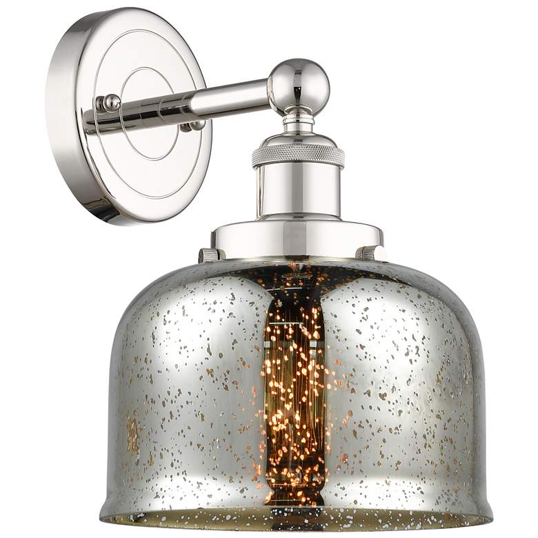 Image 1 Large Bell 10"High Polished Nickel Sconce With Mercury Shade