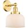 Large Bell 11" High Satin Gold Sconce With Matte White Shade