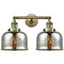 Large Bell 18" 2-Light Antique Brass Bath Light w/ Mercury Shade