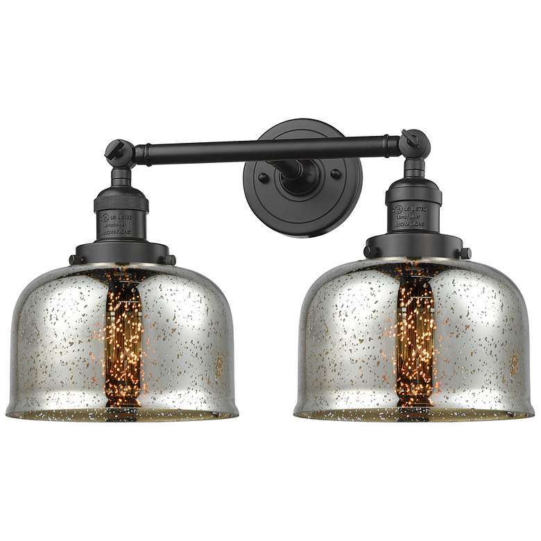 Image 1 Large Bell 18" 2-Light Bronze Tiltable Bath Light w/ Mercury Shade