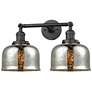 Large Bell 18" 2-Light Bronze Tiltable Bath Light w/ Mercury Shade