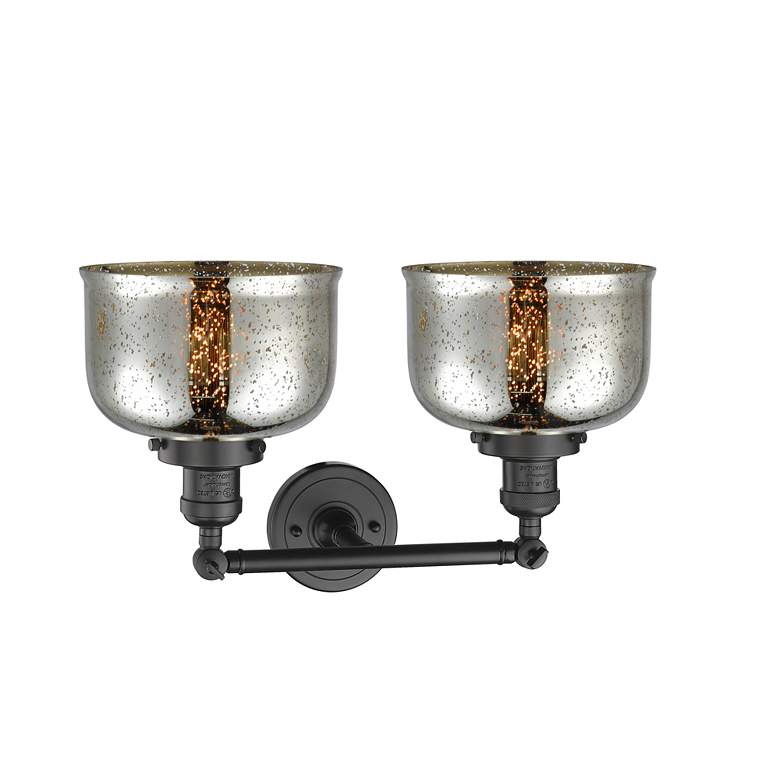 Image 3 Large Bell 18" 2-Light Bronze Tiltable Bath Light w/ Mercury Shade more views