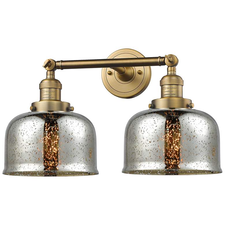Image 1 Large Bell 18" 2-Light Brushed Brass Bath Light w/ Mercury Shade