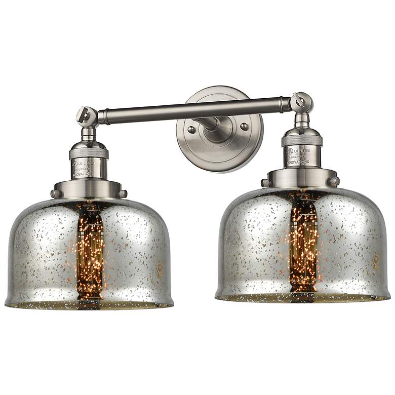 Image 1 Large Bell 18" 2-Light Brushed Nickel Tiltable Bath Light w/ Mercury S