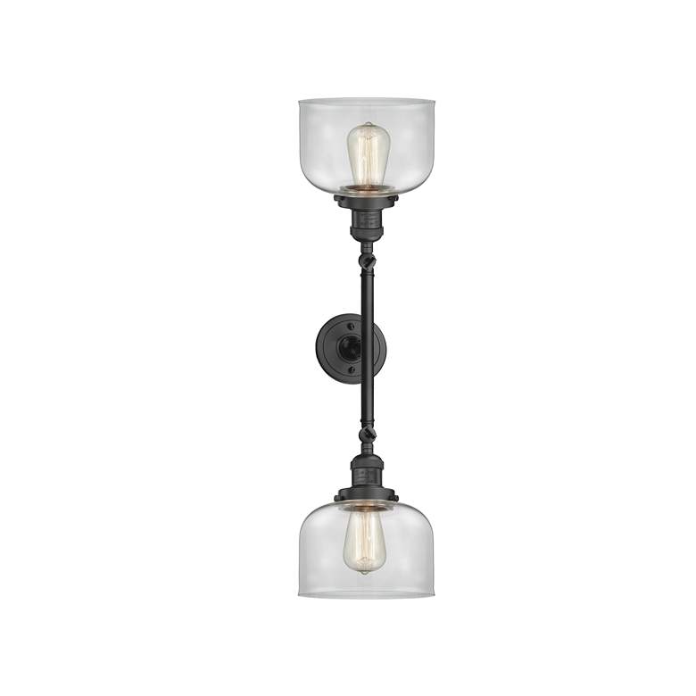 Image 3 Large Bell 19" 2-Light Oil Rubbed Bronze Bath Light w/ Clear Shade more views
